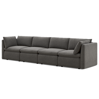 Macy 4 Seats Modular Sectional Sofa with Fully Removable Covers, Large Storage Oversized Modern Cloud Couch (Stone Gray)