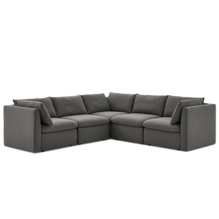 Macy 5 Seats Modular Sectional Sofa with Fully Removable Covers, Large Storage (Stone Gray)