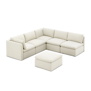 Macy 6 Seats Modular Sectional Sofa with Fully Removable Covers, Large Storage Oversized Modern Cloud Couch (Oat)