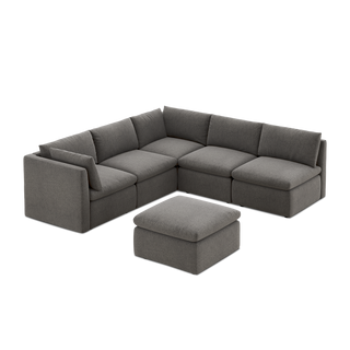 Macy 6 Seats Modular Sectional Sofa with Fully Removable Covers, Large Storage Oversized Modern Cloud Couch (Stone Gray)