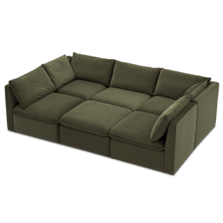 Macy Pit-Sectional Sofa with Storage, Olive Green Velvet