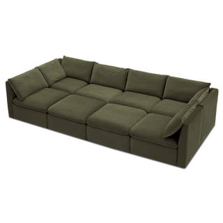 Macy Pit-Sectional Sofa with Storage, Olive Green Velvet