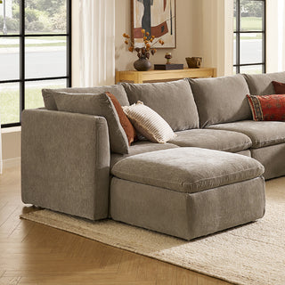 Macy 5 Seats Modular Sectional Sofa with Fully Removable Covers, Large Storage (Taupe Chenille)