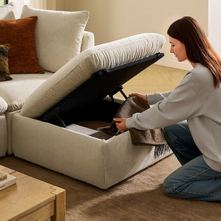 Macy 6 Seats Modular Sectional Sofa with Fully Removable Covers, Large Storage (Alpine Beige Chenille)