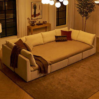 Macy Pit-Sectional Sofa with Fully Removable Covers, Large Storage (Alpine Beige Chenille)