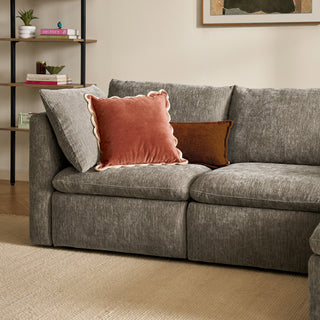 Macy 4 Seats Modular Sectional Sofa with Fully Removable Covers, Large Storage (Keystone Gray Chenille)