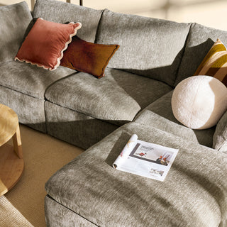 Macy 6 Seats Modular Sectional Sofa with Fully Removable Covers, Large Storage (Keystone Gray Chenille)