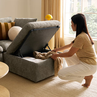 Macy 4 Seats Modular Sectional Sofa with Fully Removable Covers, Large Storage (Keystone Gray Chenille)