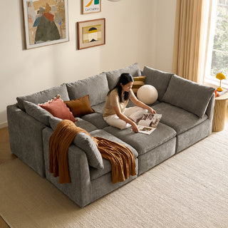 Macy Pit-Sectional Sofa with Fully Removable Covers, Large Storage (Keystone Gray Chenille)
