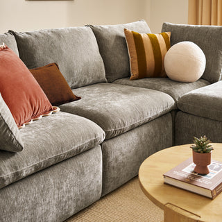 Macy 6 Seats Modular Sectional Sofa with Fully Removable Covers, Large Storage (Keystone Gray Chenille)