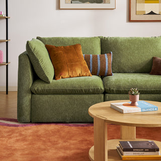 Macy Pit-Sectional Sofa with Fully Removable Covers, Large Storage (Moss Green Chenille)