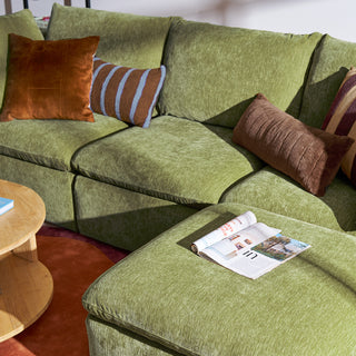 Macy 6 Seats Modular Sectional Sofa with Fully Removable Covers, Large Storage (Moss Green Chenille)