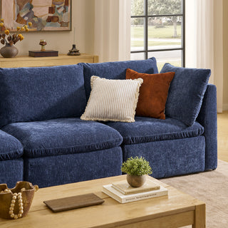 Macy Pit-Sectional Sofa with Fully Removable Covers, Large Storage (Navy Blue Chenille)