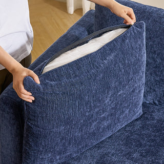 Macy 4 Seats Modular Sectional Sofa with Fully Removable Covers, Large Storage (Navy Blue Chenille)