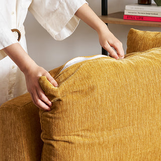 Macy Pit-Sectional Sofa with Fully Removable Covers, Large Storage (Ochre Yellow Chenille)