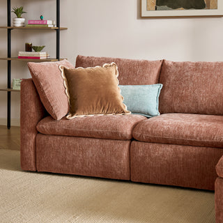 Macy 6 Seats Modular Sectional Sofa with Fully Removable Covers, Large Storage (Rust Peach Red Chenille)