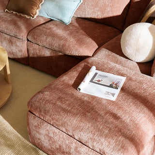 Macy 6 Seats Modular Sectional Sofa with Fully Removable Covers, Large Storage (Rust Peach Red Chenille)