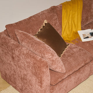 Macy 6 Seats Modular Sectional Sofa with Fully Removable Covers, Large Storage (Rust Peach Red Chenille)