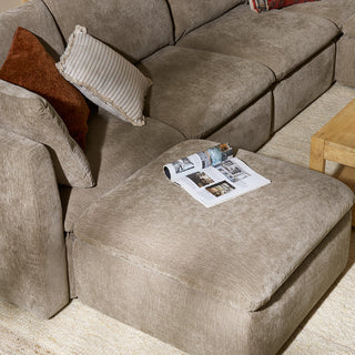 Macy 4 Seats Modular Sectional Sofa with Fully Removable Covers, Large Storage (Taupe Chenille)