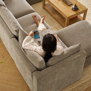 Macy 5 Seats Modular Sectional Sofa with Fully Removable Covers, Large Storage (Taupe Chenille)