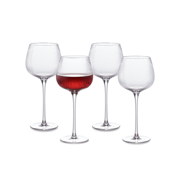Mellow Fluted Wine Glass Set of 4, Clear
