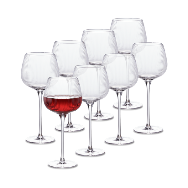 Mellow Fluted Wine Glass Set of 8, Clear