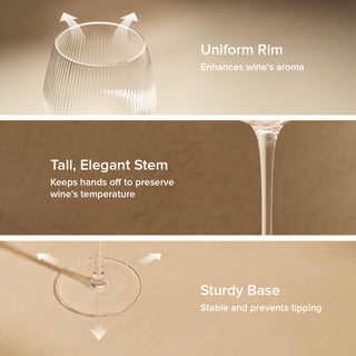 Mellow Fluted Wine Glass Set of 8, Clear