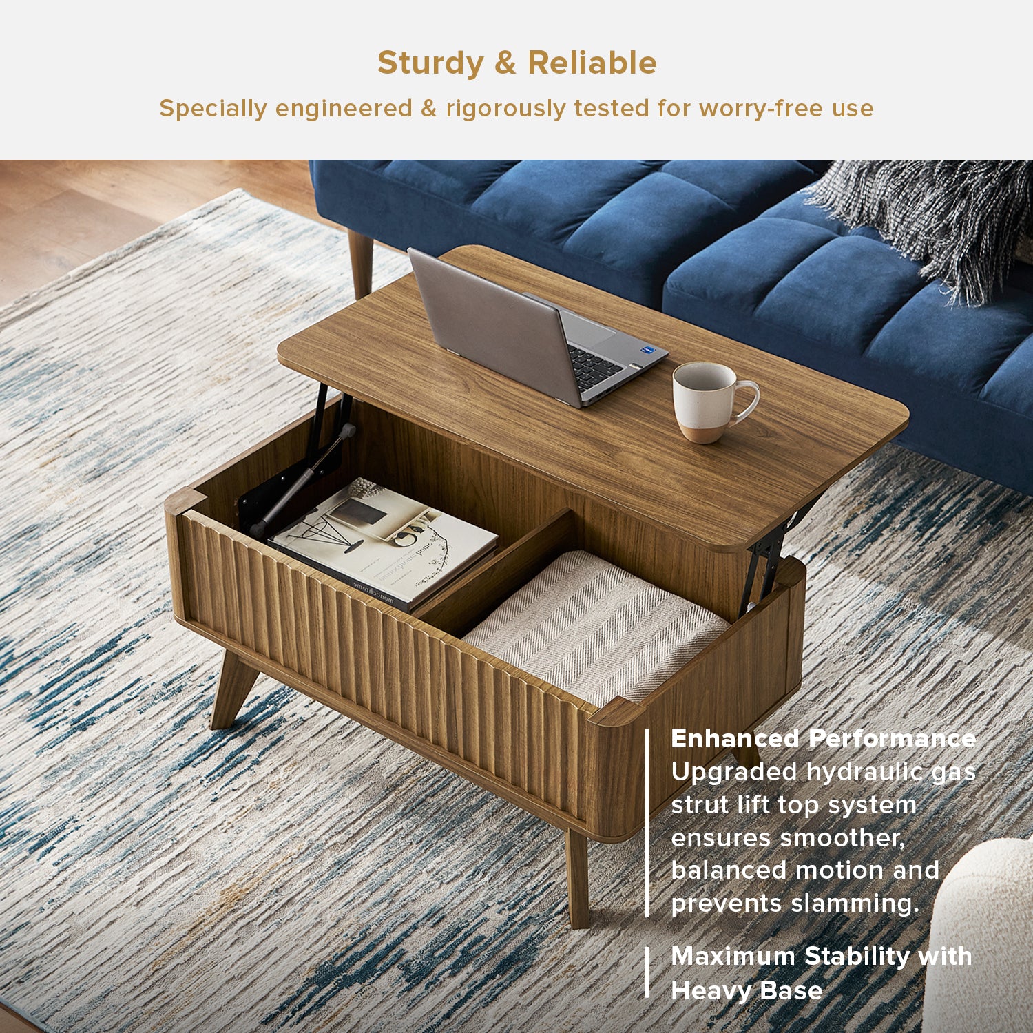 Brooklyn Lift Top Coffee Table, Natural Walnut – Mopio