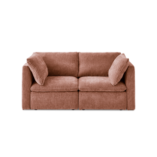 Macy Loveseat with Storage, Rusty Peach Red Chenille