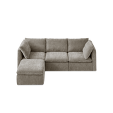 Macy 4 Seats Modular Sectional Sofa with Fully Removable Covers, Large Storage (Keystone Gray Chenille)