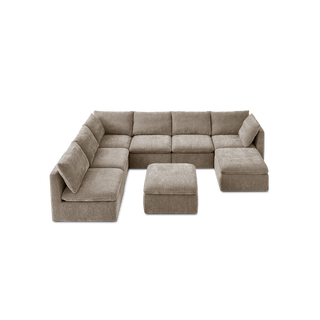 Macy 8 Seats Modular Sectional Sofa with Fully Removable Covers, Large Storage (Taupe Chenille)