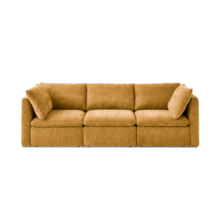 Macy 3 Seater Modular Sectional Sofa with Fully Removable Covers, Large Storage (Ochre Yellow Chenille)