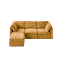 Macy 4 Seats Modular Sectional Sofa with Fully Removable Covers, Large Storage (Ochre Yellow Chenille)