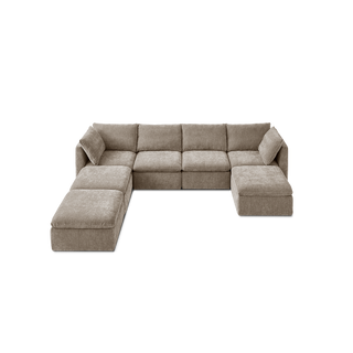 Macy 7 Seats Modular Sectional Sofa with Fully Removable Covers, Large Storage (Taupe Chenille)