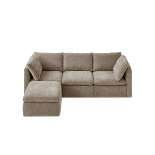 Macy 4 Seats Modular Sectional Sofa with Fully Removable Covers, Large Storage (Taupe Chenille)