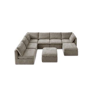 Macy 8 Seats Modular Sectional Sofa with Fully Removable Covers, Large Storage (Keystone Gray Chenille)