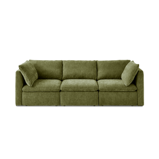 Macy 3 Seater Modular Sectional Sofa with Fully Removable Covers, Large Storage (Moss Green Chenille)