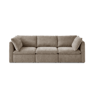 Macy 3 Seater Modular Sectional Sofa with Fully Removable Covers, Large Storage (Taupe Chenille)