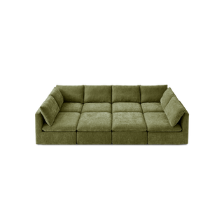 Macy Pit-sectional Sofa, Moss Green Chenille