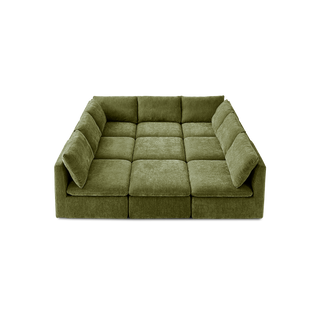 Macy Pit-sectional Sofa, Moss Green Chenille