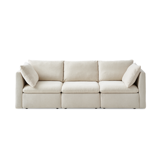 Macy 3 Seater Modular Sectional Sofa with Fully Removable Covers, Large Storage (Alpine Beige Chenille)