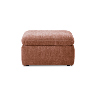 Macy Ottoman with Storage, Rusty Peach Red Chenille