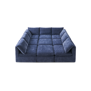 Macy Pit-sectional Sofa, Navy Blue Chenille