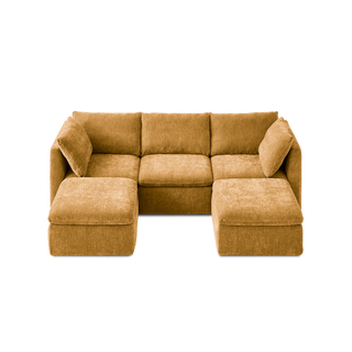 Macy 5 Seats Modular Sectional Sofa with Fully Removable Covers, Large Storage (Ochre Yellow Chenille)