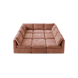 Macy Pit-sectional Sofa, Rusty Peach Red Chenille