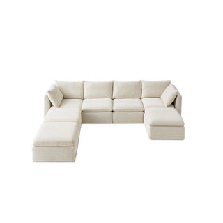 Macy 7 Seats Modular Sectional Sofa with Fully Removable Covers, Large Storage (Alpine Beige Chenille)