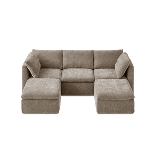 Macy 5 Seats Modular Sectional Sofa with Fully Removable Covers, Large Storage (Taupe Chenille)