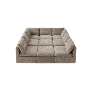 Macy Pit-sectional Sofa, Taupe Chenille