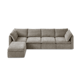 Macy 5 Seats Modular Sectional Sofa with Fully Removable Covers, Large Storage (Keystone Gray Chenille)