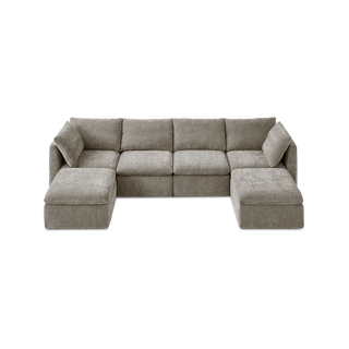 Macy 6 Seats Modular Sectional Sofa with Fully Removable Covers, Large Storage (Keystone Gray Chenille)